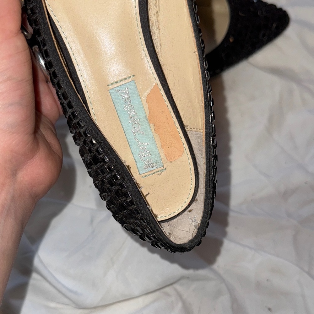 Betsey Johnson Black Rhinestone Women's Flats - Picture 3 of 10